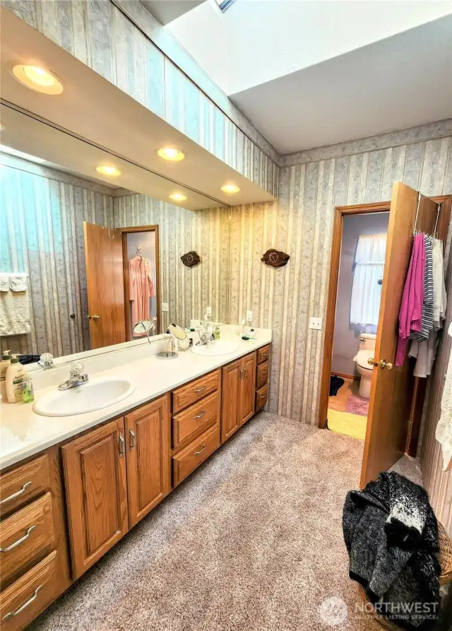Spacious primary 3/4 bath.