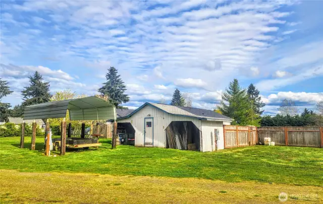 Workshop on property.  Both RV hookups are located in this area.