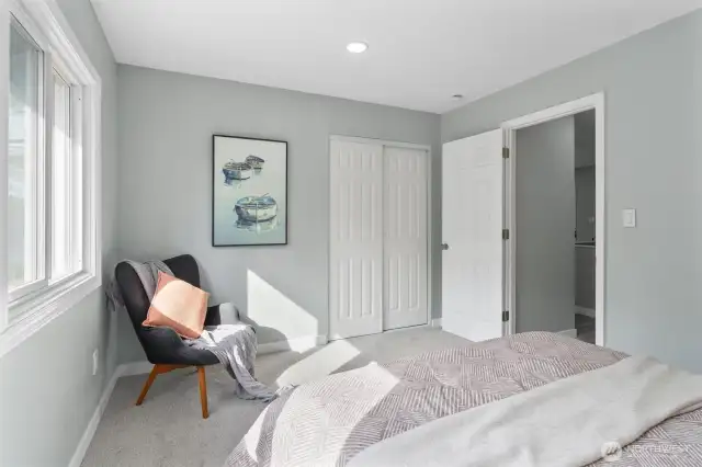 Bedroom with hardwood floors