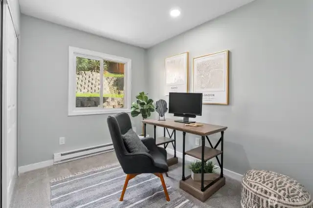 Office or bedroom #5 has nice window, new carpeting and millwork.