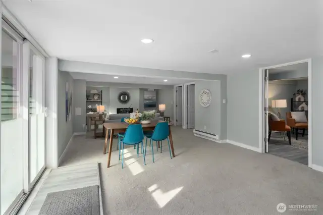 Second dining room in ADU or MIL unit. Spacious with new carpeting, new millwork and new paint.