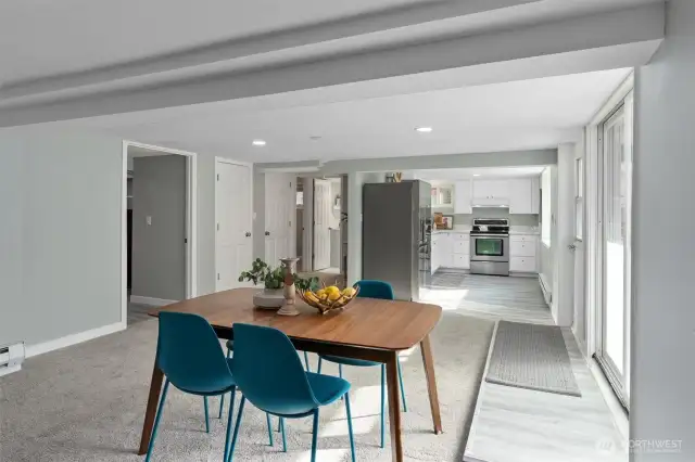 Second dining room in ADU or MIL unit. Spacious with new carpeting, new millwork and new paint.