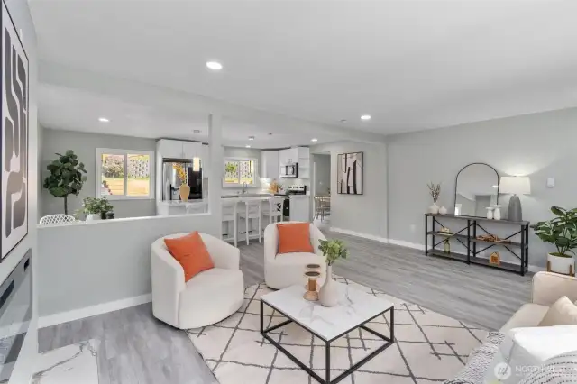Everything new inside with new engineered hardwood floors. Electric fireplace. Beautiful vinyl windows.