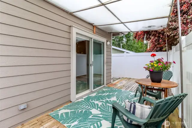 Slider off the Family Room to Covered deck