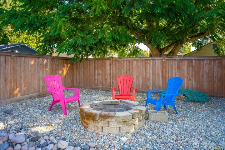 Gather around and enjoy the fresh air outside while roasting some hotdogs over the fire with friends.