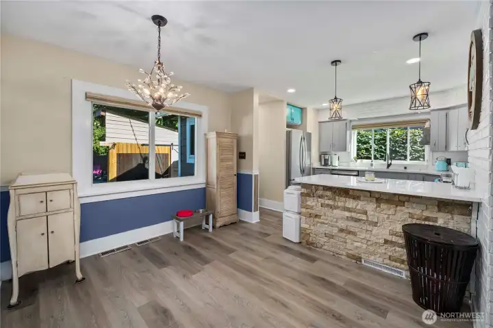 Lovely dining space open to the kitchen and to the living room.