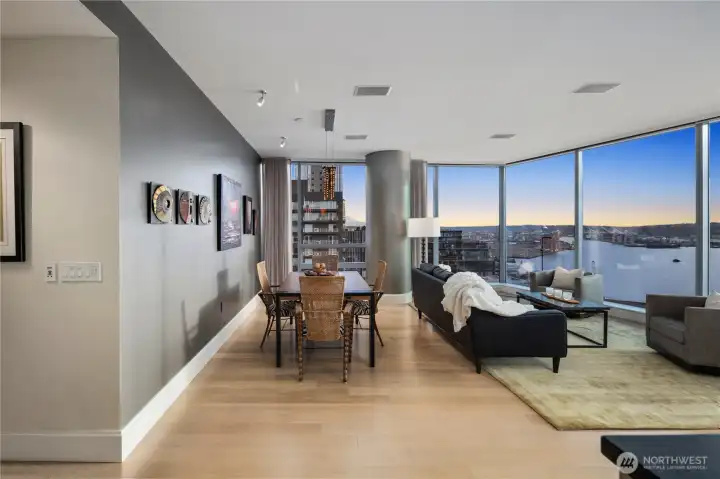 Dining room easily fits a table for 8-10 people