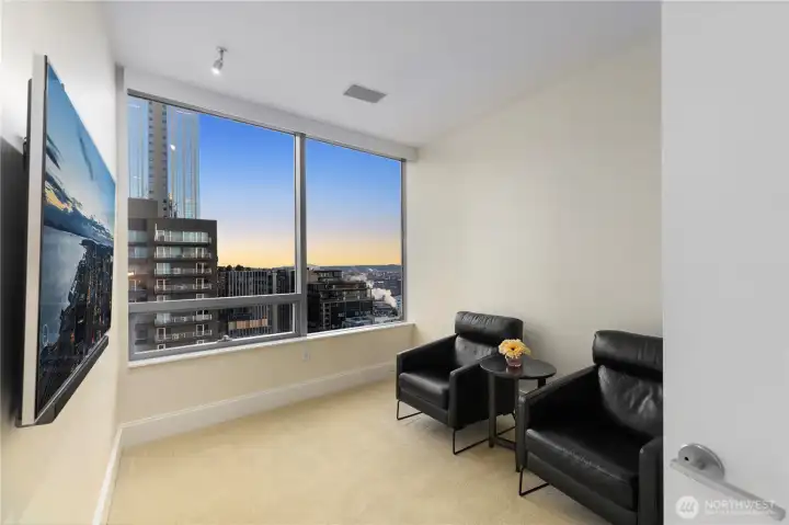 Second Bedroom currently utilized as a media room. Home has speakers in every room with sound throughout. All audio equipment stays with the unit so you can enjoy turnkey music in every room