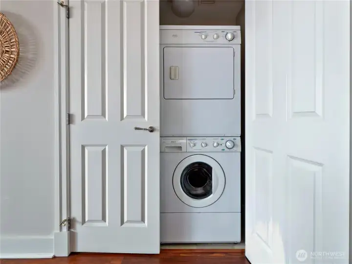 Washer and dryer in unit.