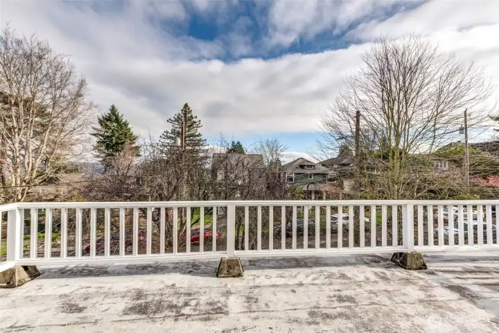Deck off of the first bedroom upstairs.