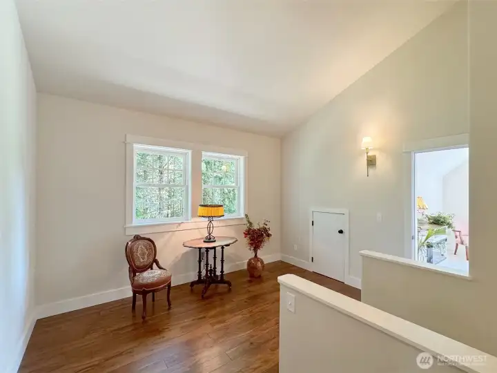 Upstairs to a reading area