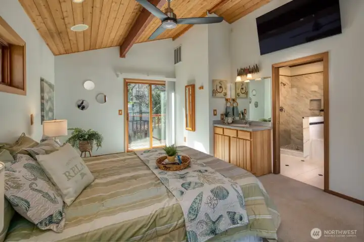 Looking on to primary bath. Convenient Vanity with sink