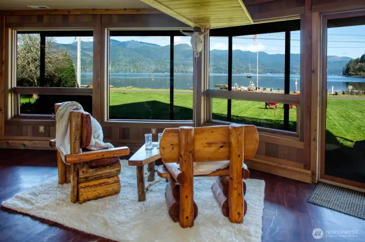 Lower Level seating area has canal views too!