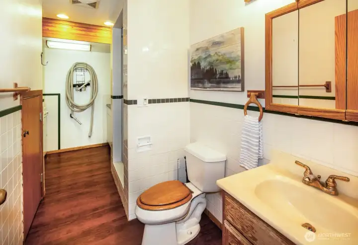 3/4 bath on Lower level--perfect after a day at the beach for cleaning up