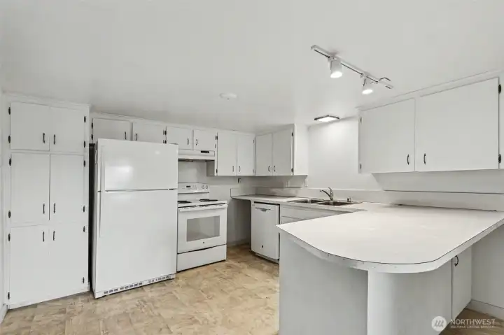 Plenty of cabinetry and counter space.