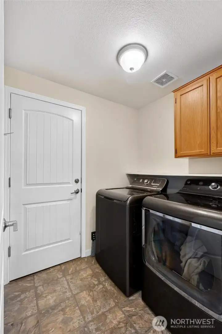 Main floor utility room with access to the garage.