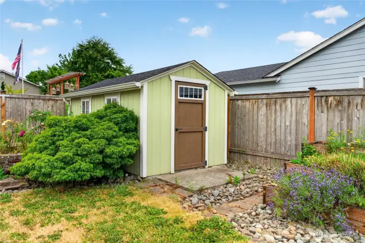 One of two outdoor sheds.