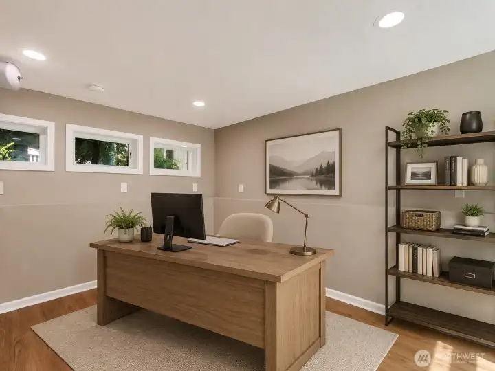 One idea for an office. This image has been virtually staged.
