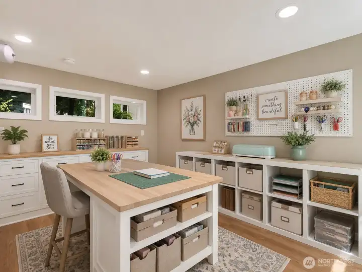 Another idea: a craft room. This image has been virtually staged.
