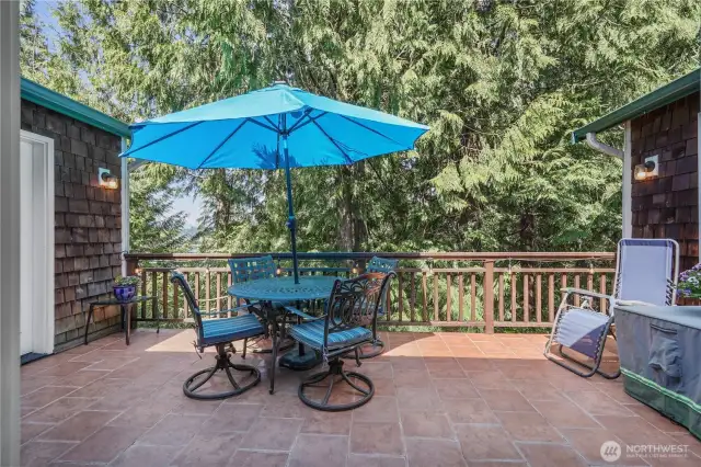 Partial Hood Canal & Olympic Mountain Views from Tiled Deck off Dining Room and Living Room.