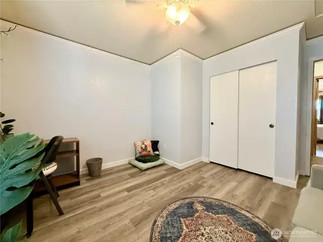 Another view of the guest bedroom being used as a study. (bedroom 1 of 3)