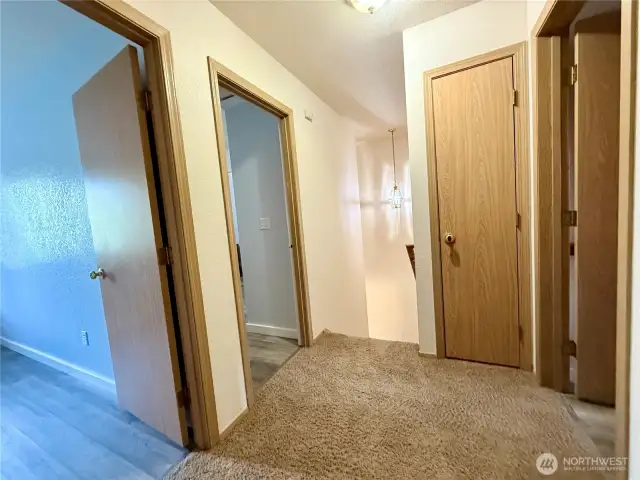 Upstairs hallway, heading down to the backyard.