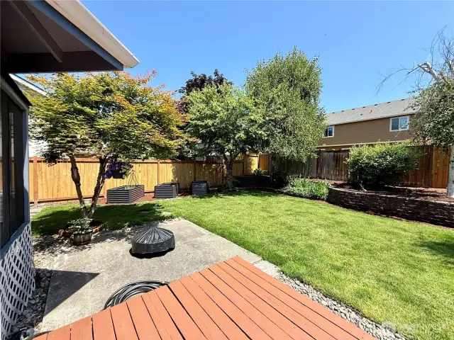 Lovely landscaped backyard.