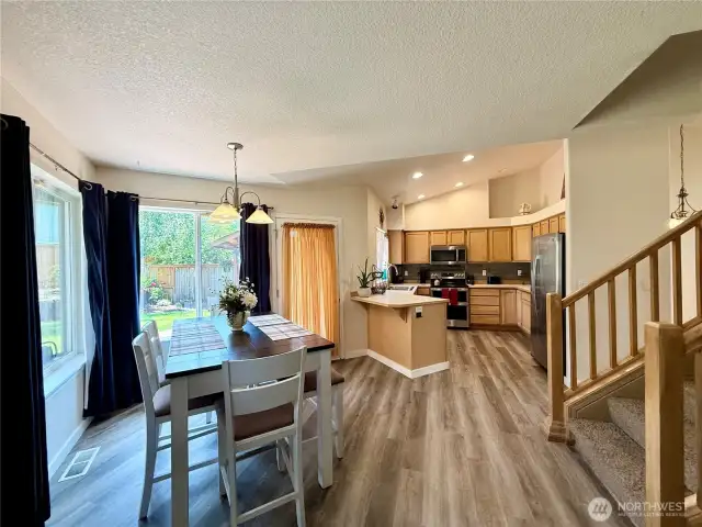Breakfast nook and kitchen.