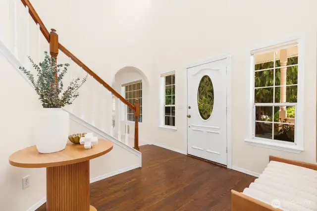 Grand staircase to upper level.