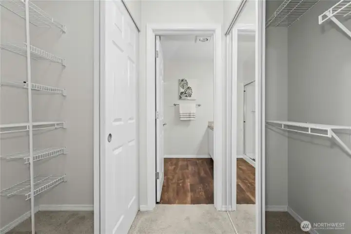 Double closets at primary bathroom.