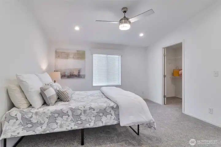 Generous walk-in closet with lots of storage. Recessed lights with dimmer switches.