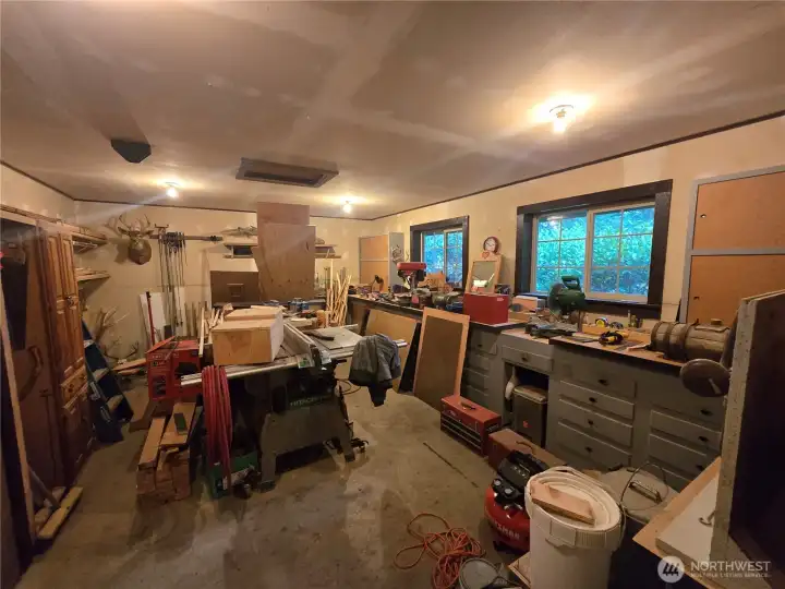 Interior of large shop with tool storage!