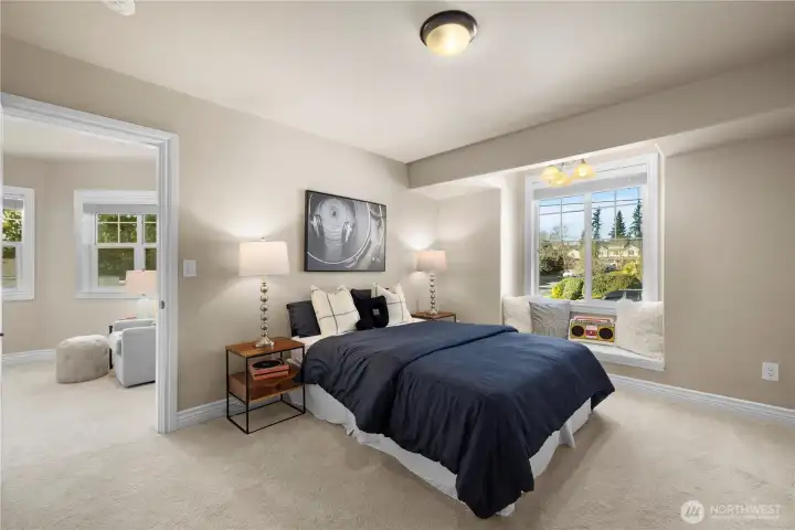 Fourth upstairs bedroom. The layout around the grand staircase provides a lot of privacy.