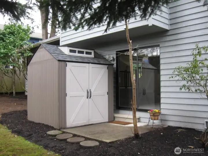 Mini Storage in the Backward.   Patio adjacent to the Family Room
