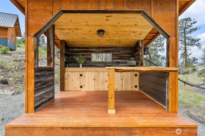 One of a kind kitchen with Ponderosa pine bar top.