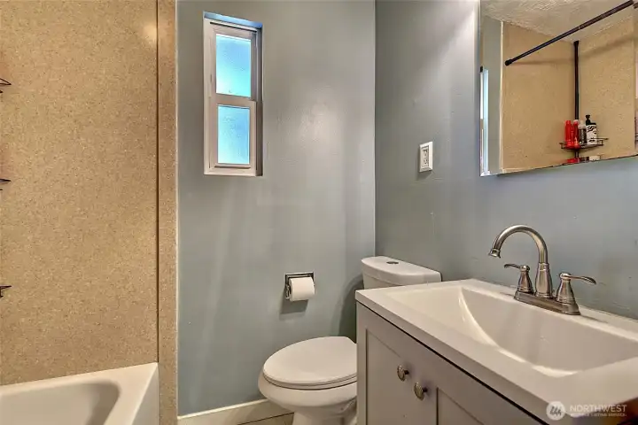 remodeled full bath on the main floor