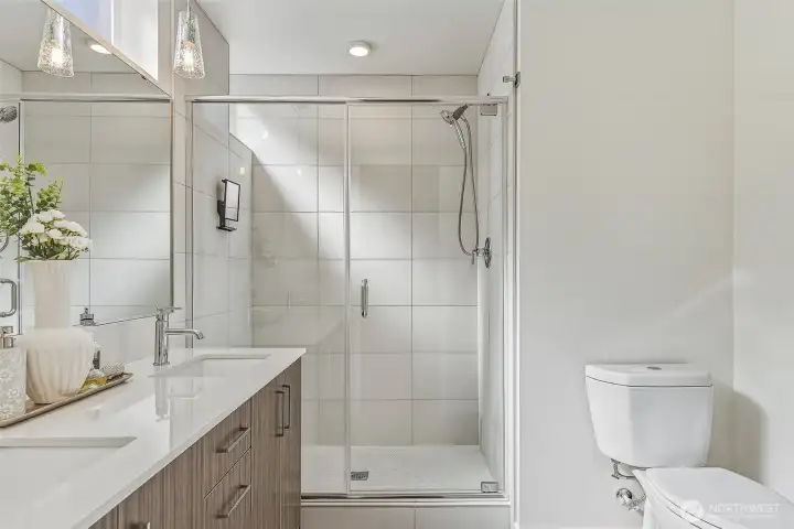 Spacious walk-in shower