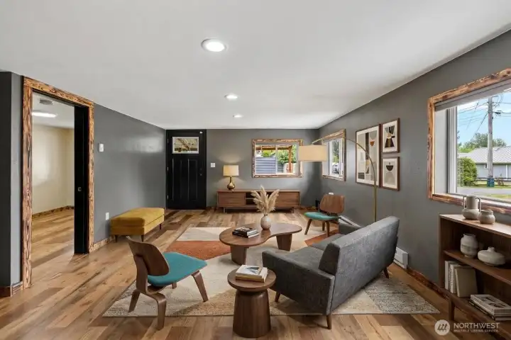 Living room virtually staged