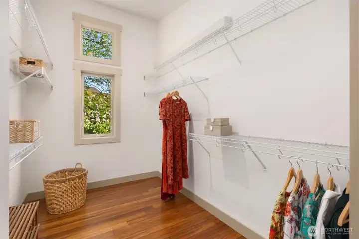 The large walk-in closet in the primary wing. The large walk-in closet in the primary wing.