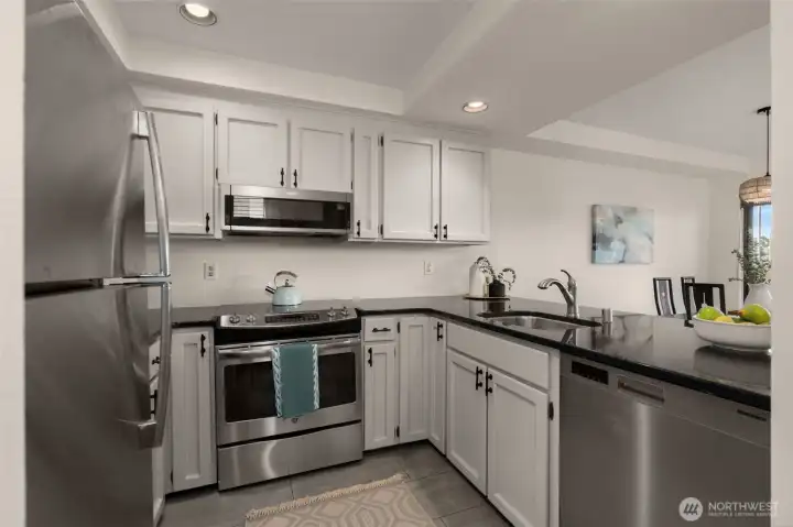 Kitchen is open to dining room