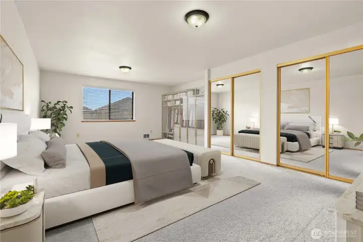 Huge primary bed w/ double closets, 5 piece bath, soaking tub, dual sinks.