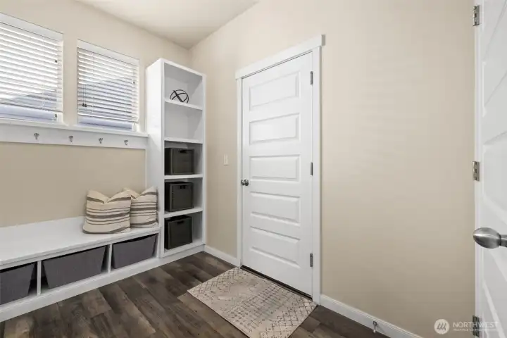 Mud room entry from garage Mud room entry from garage