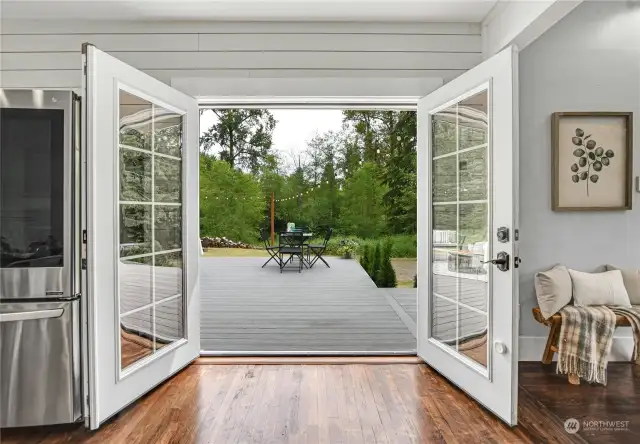 Gorgeous French doors, to allow ease of indoor/outdoor living.