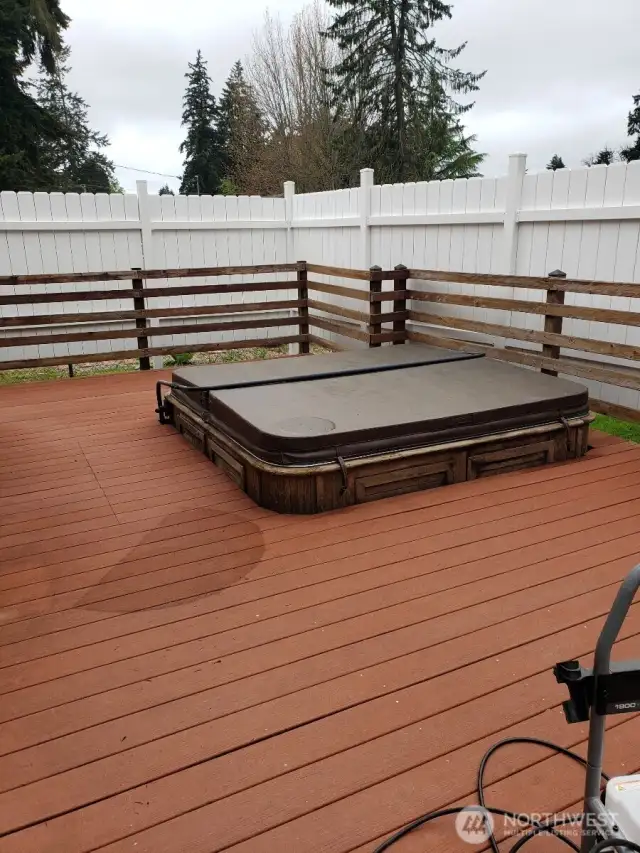 Backyard deck and hot tub