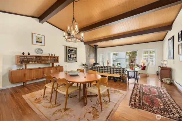 Functional flow between open dining and living space.