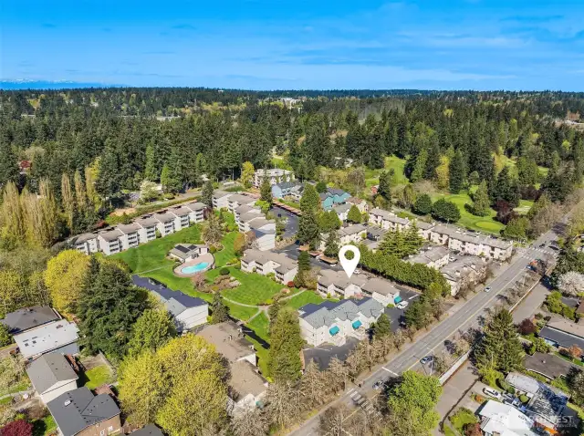 Aerial view of unit facing North West.