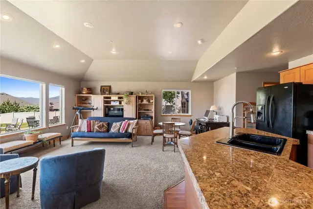 Large kitchen/family room with views