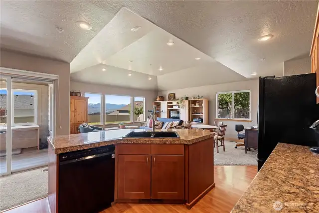 Large kitchen/family room with views