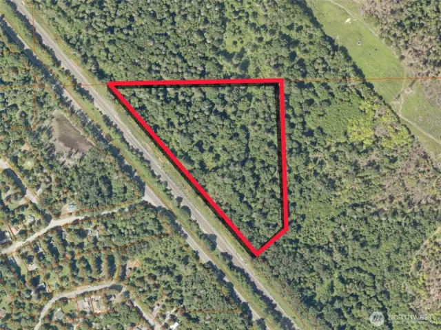 Overhead view with approximate boundaries in red.