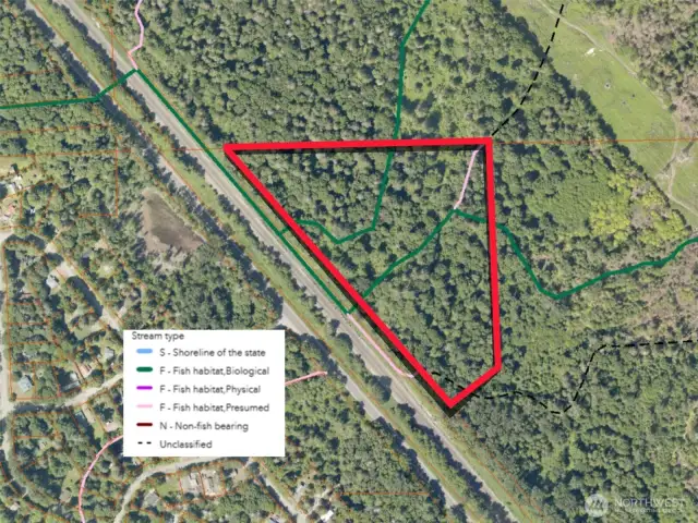 Overhead view with approximate boundaries in red.